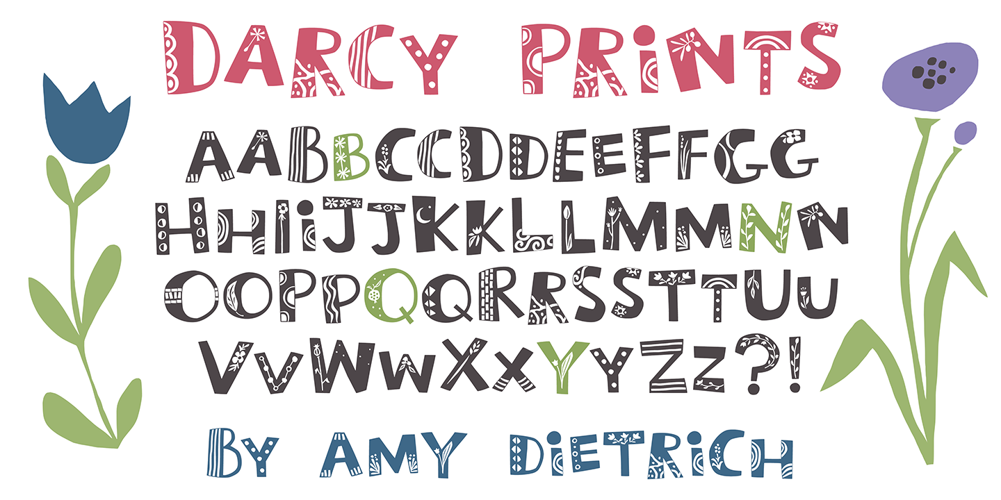 Przykład czcionki Darcy Prints